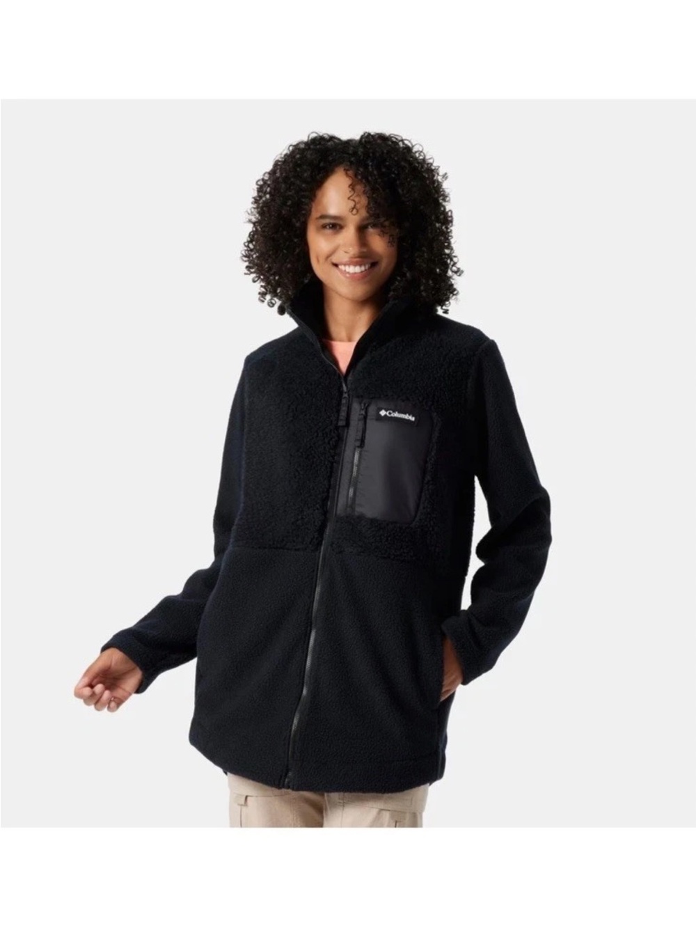 NWT Columbia Lodge,Sherpa Fleece Haut polaire zippé,chest pocket Teddy Jacket,Sl